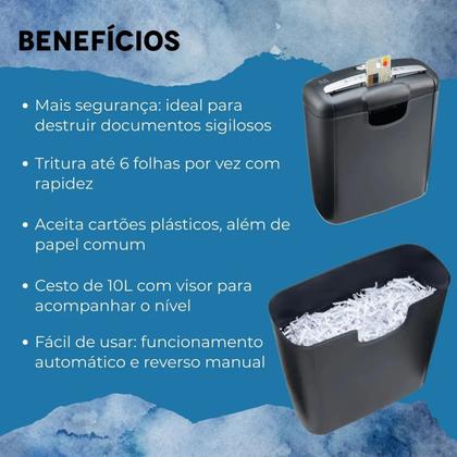 Imagem de Fragmentadora Papel Cartão Multilaser Of009 127v Cesto 10l