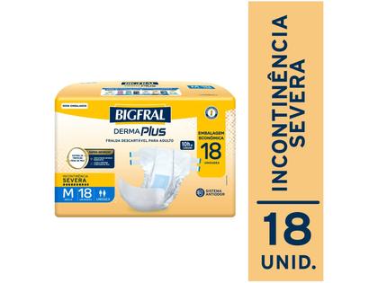 Imagem de Fralda Adulto Bigfral Derma Plus Tam M 18 Unidades