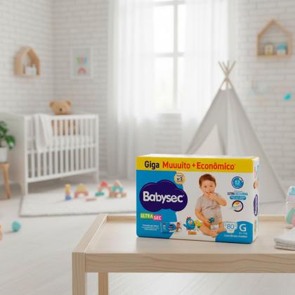 Imagem de Fralda Babysec Ultrasec Giga Tamanho G 80 Unidades Descartáveis
