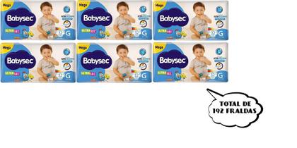 Imagem de Fralda Babysec Ultrasec - Tam G - (6 pacotes-32 cada pacote) total de 192 unidades -ATACADO