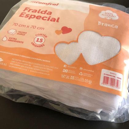 Imagem de Fralda Bebe Especial Incomfral Branca Pano Enxoval Macia 15