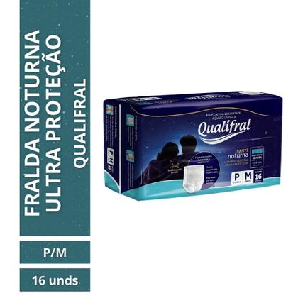 Imagem de Fralda Calça Geriátrica Qualifral Pants Noturna P/M 16 Unidades