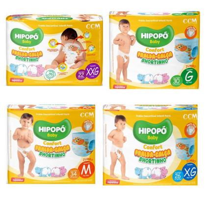 Imagem de Fralda Calça Hipopó Confort Shortinho 1 Linha Pants -  Jumbo  Tamanho M 34 Unidades 