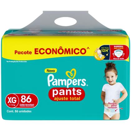 Imagem de Fralda Calça Pampers Pants Ajuste Total Tam. XG 11 a 15kg 86 Unidades