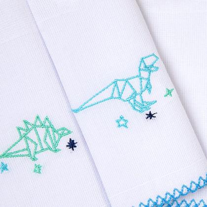 Imagem de Fralda de Boca Paninho de Boca Babete Bordada Para Bebê Com 3 Unidades Papizinha