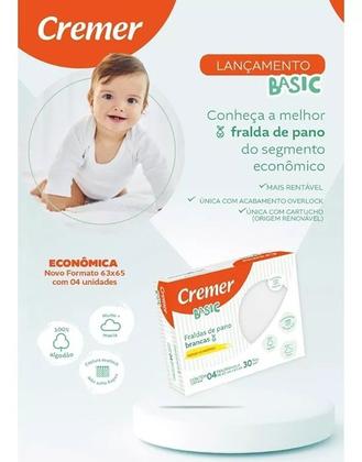 Imagem de Fralda De Pano Basica Caixa Com 4 Unidades 65 x 63cm - Cremer