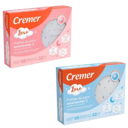 Imagem de Fralda de Pano Cremer Luxo Estampada Menina ou Menino 5 Peças