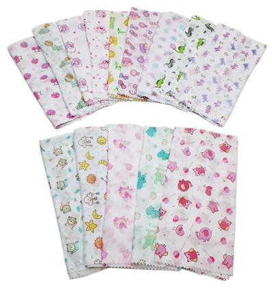 Imagem de Fralda De Pano Estampada 70x70cm Dupla 100% Algodão Kit C/5