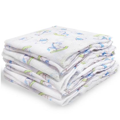 Imagem de Fralda De Pano Soft Kit Com 10 unidades Estampadas Sortidas Caricia Menino Macia Confortavel Paninho de Boca Ombro Presente Natal