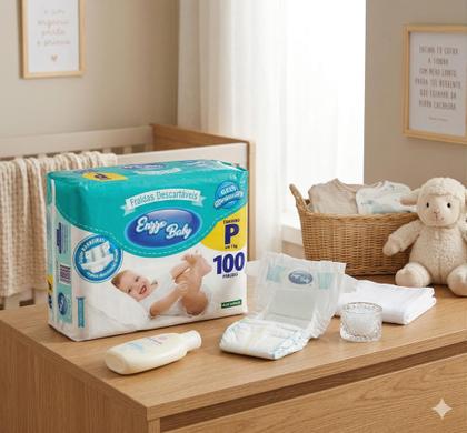 Imagem de Fralda Descartável Bebê Infantil Enzzo Baby Híper Tamanho P Com 100 Unidades
