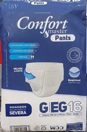 Imagem de Fralda Descartavel Geriatrica Adulto Confort Master Pants Incontinência Severa G/EG 16 Unidades