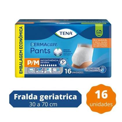 Imagem de Fralda Descartável Geriátrica/Adulto Tena Pants Dermacare Tamanho P/M 4 Pacotes com 16 Unidades