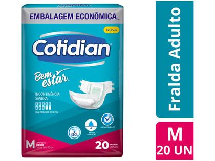 Imagem de Fralda Descartável Geriátrica Cotidian Bem Estar Hiper M Com 20 Unidades