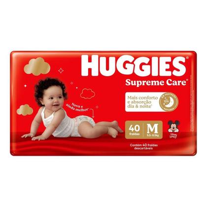 Imagem de Fralda Descartável Huggies Supreme Care Mega Tamanho M - 6 Pacotes com 40 Fraldas - Total 240 Tiras