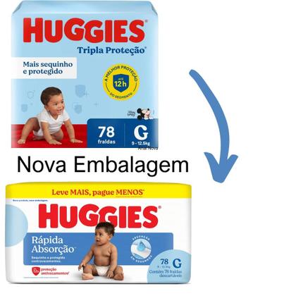 Imagem de Fralda Descartável Huggies Tripla Proteção Hiper - Tamanho G- Com 78 Unidades
