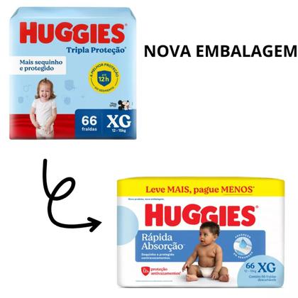 Imagem de Fralda Descartável Huggies Tripla Proteção Hiper - Tamanho XG- Com 66 Unidades
