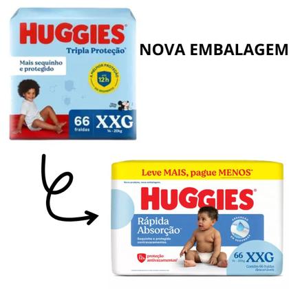 Imagem de Fralda Descartável Huggies Tripla Proteção Hiper - Tamanho XXG- Com 66 Unidades