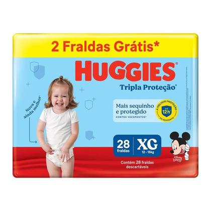 Imagem de Fralda Descartável Huggies Tripla Proteção Mega Tamanho XG - 9 Pacotes com 28 Fraldas - Tot 252 Trs Leve 2 Trs Grts