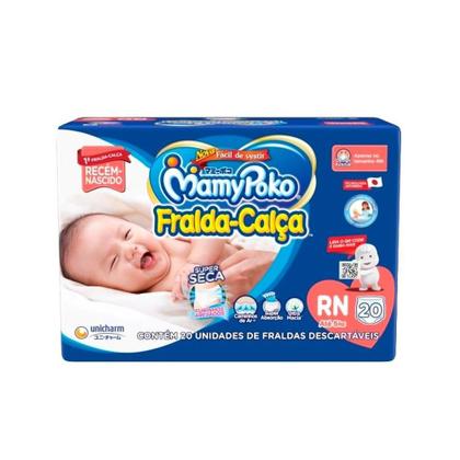 Imagem de Fralda Descartável Mamypoko Calça Regular Tamanho RN - 6 Pacotes com 20 Fraldas - Total 120 Tiras