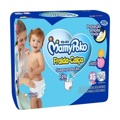Imagem de Fralda Descartável MamyPoko Calça Super Proteção Jumbo Tamanho XG - 4 Pacotes com 24 Fraldas - Total 96 Tiras
