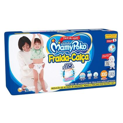 Imagem de Fralda Descartável MamyPoko Calça Tamanho XXG - 4 Pacotes com 36 Fraldas - Total 144 Tiras