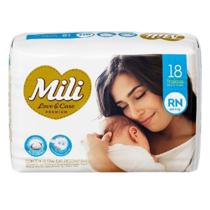 Imagem de Fralda Descartável MILI Love & Care RN   2 pacotes c/ 18