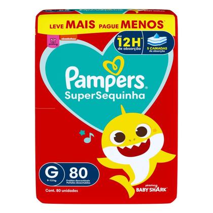 Imagem de Fralda Descartável Pampers Supersequinha Tamanho G (9 a 13kg) 80 Unidades