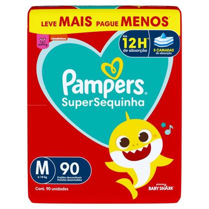 Imagem de Fralda Descartável Pampers Supersequinha Tamanho M (6 a 10kg) 90 Unidades