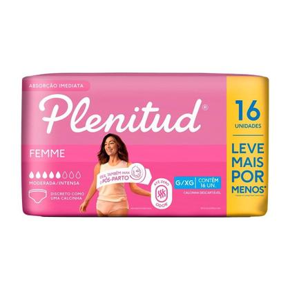 Imagem de Fralda Descartável Plenitud Geriátrica para Adulto Femme Tamanho Grande Extra Grande 2 Pacotes com 16 Fraldas Total 32 Tiras