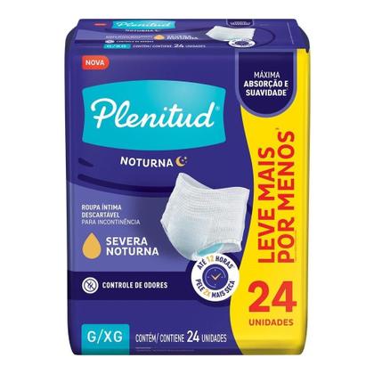 Imagem de Fralda Descartável Plenitud Noturna G/XG Roupa Íntima - 2 Pacotes com 24 Fraldas - Total 48 Tiras