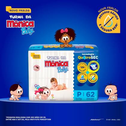 Imagem de Fralda Descartável Turma da Mônica Baby Mega P 62 Unidades
