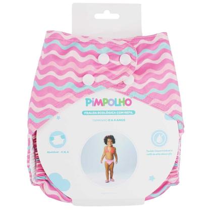 Imagem de Fralda Ecológica Com Refil 00-04 Anos Infantil Pimpolho Rosa