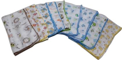 Imagem de Fralda Estampada Luxo 70x70 Com Crochê Kit Com 5 Pçs