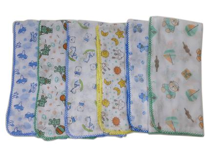 Imagem de Fralda Estampada Luxo 70x70 Com Crochê Kit Com 5 Pçs