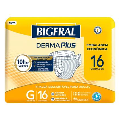 Imagem de Fralda Geriátrica Bigfral Derma Plus G 16 Unidades