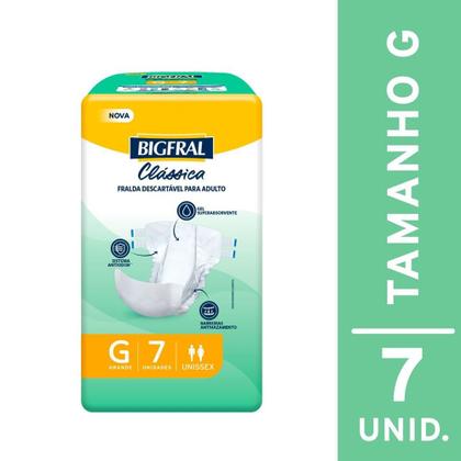 Imagem de Fralda Geriátrica Clássica Tamanho G Alta Absorção Bigfral 7 Unidades
