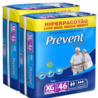 Imagem de Fralda Geriatrica Descartavel Prevent Care XG Com 2 Pacotes 46 Unidaes Cada- Leve Mais Pague Menos