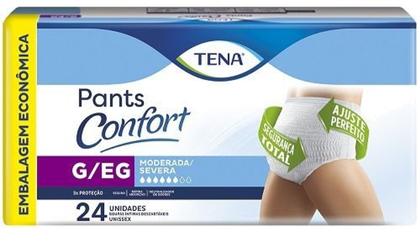 Imagem de Fralda Geriátrica Descartável Tena Mega Roupa Íntima Pants Confort G/EG - 4 Pacotes com 24 Tiras