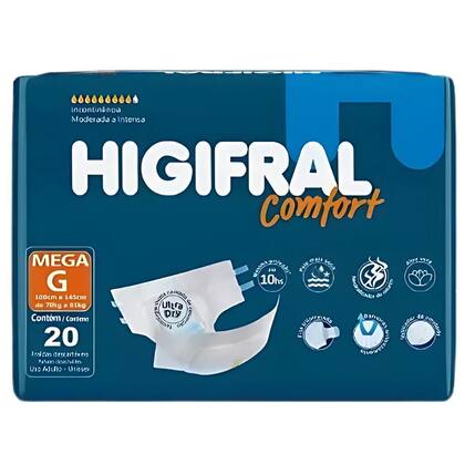 Imagem de Fralda Geriatrica Higifral Confort Mega