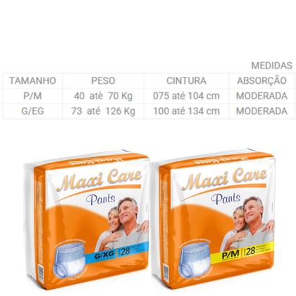 Imagem de Fralda Geriátrica MAXI CARE PANTS Incontinência Roupa Íntima Descartável Uso Adulto Unissex 28 UN G XG