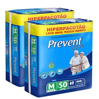 Imagem de Fralda Geriatrica Prevent Care M Com 2 Pacotes 50 Unidaes Cada - Leve Mais Pague Menos