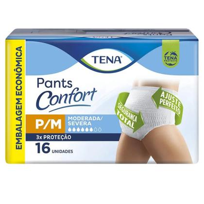 Imagem de Fralda Geriatrica Tena Pants Confort Vestir para Incontinência Tam PM 16 Unid