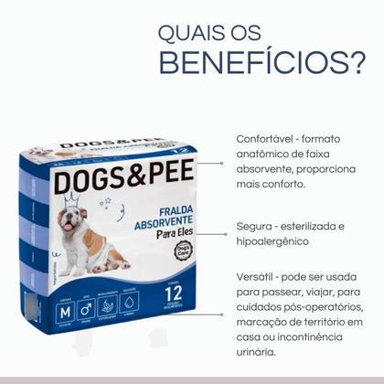 Imagem de Fralda Higiênica Descartável Cães Machos Dogs Pee M 12un