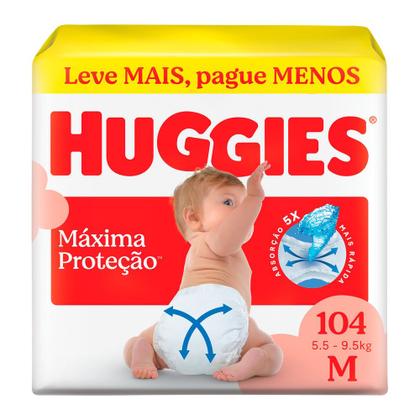 Imagem de Fralda Huggies Máxima Proteção Tamanho M 104 Unidades Descartáveis Leve Mais Por Menos