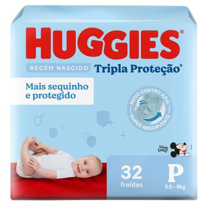 Imagem de Fralda Huggies Tripla Proteção Tamanho P Pacote Jumbo 32 Fraldas Descartáveis