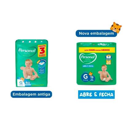 Imagem de Fralda Infantil Personal Baby Protect & Sec Tamanho G Com 78 Tiras