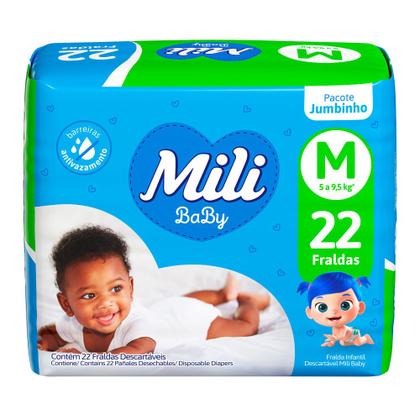 Imagem de Fralda Mili Baby Tamanho M Pacote Jumbinho 22 Unidades Descartáveis