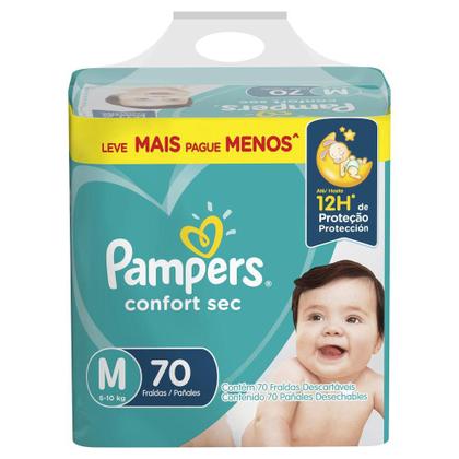 Imagem de Fralda Pampers Confort Sec Pack  Tamanho M 70 unidades