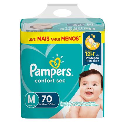 Imagem de Fralda Pampers Confort Sec Tamanho M 70 Unidades Descartáveis