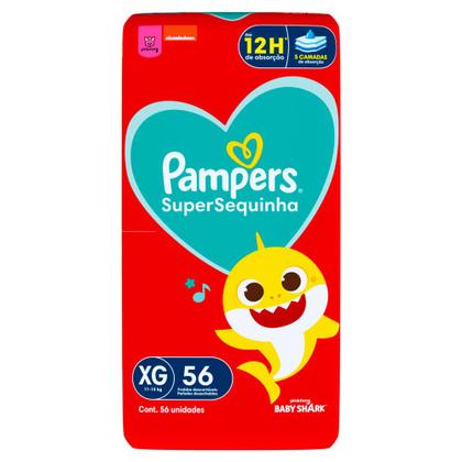 Imagem de Fralda Pampers Supersequinha Tamanho XG 56 Unidades Descartáveis